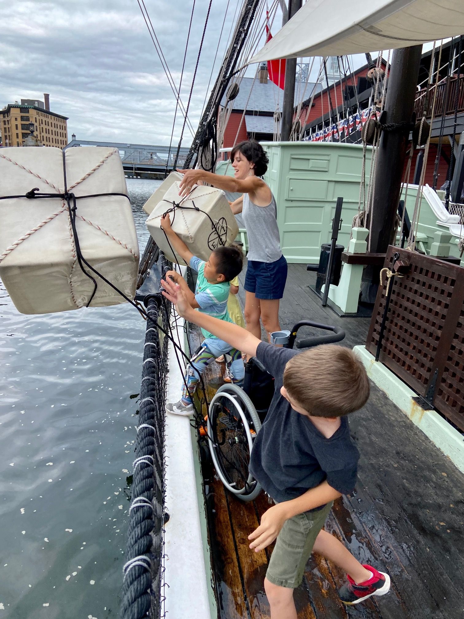 The Tea Party Ships and Museum lets kids throw faux tea parcels overboard in the middle of Boston Harbor.