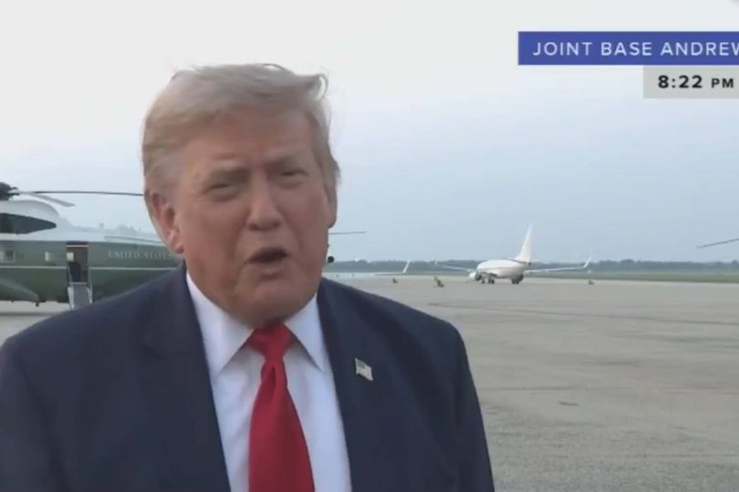 Donald Trump spoke to reporters at the airbase