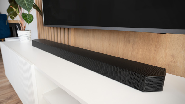 A soundbar in a modern living room.