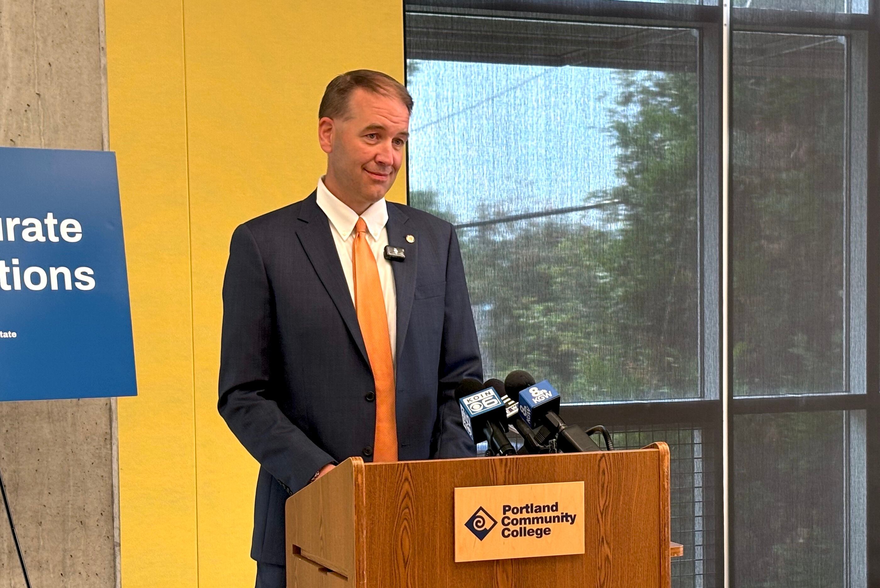 Oregon Secretary of State Tobias Read held a press availability at Portland Community College's Southeast Portland campus Monday to explain and defend the strength of Oregon's voting systems.