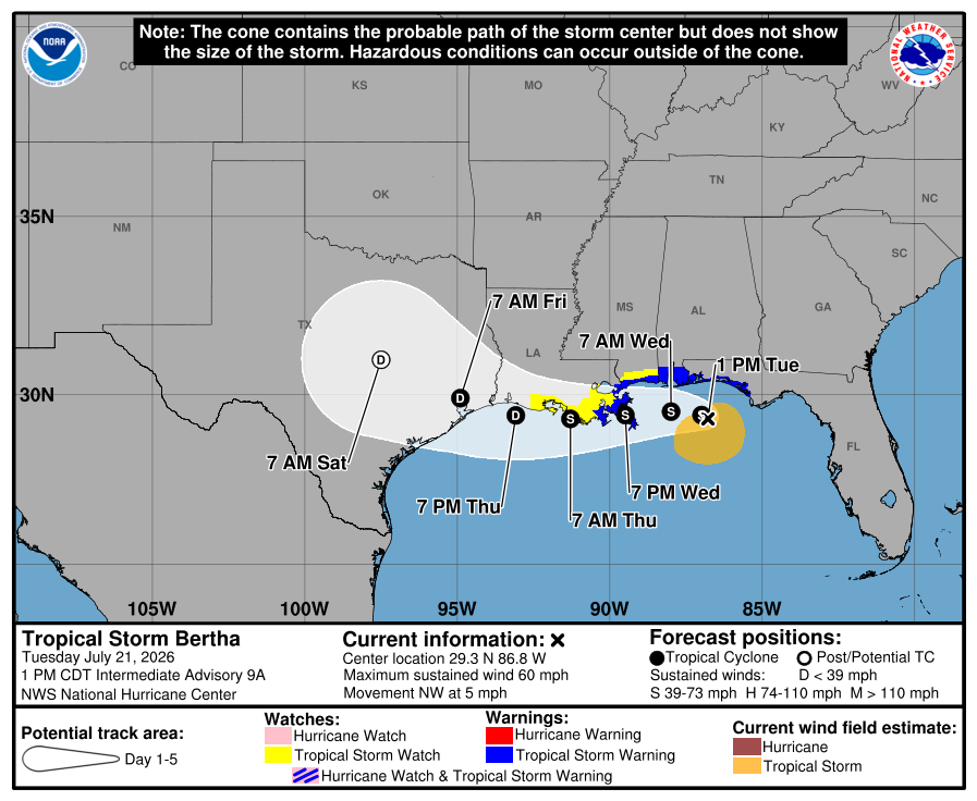 Tropical storm Bertha bears down on US. Here's where it's heading