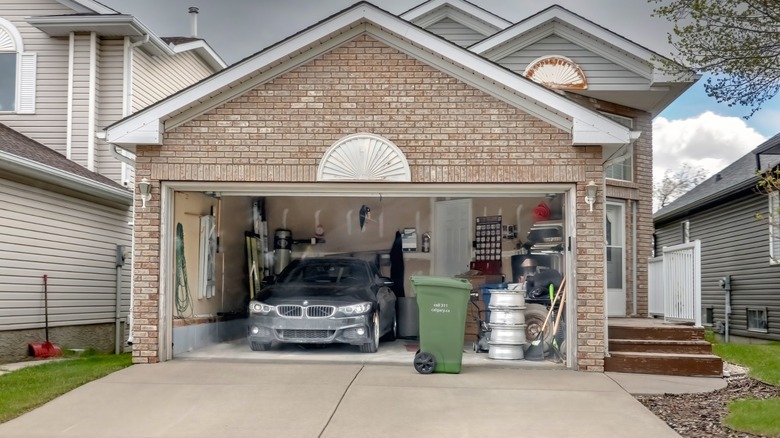 Car backed into an attached garage