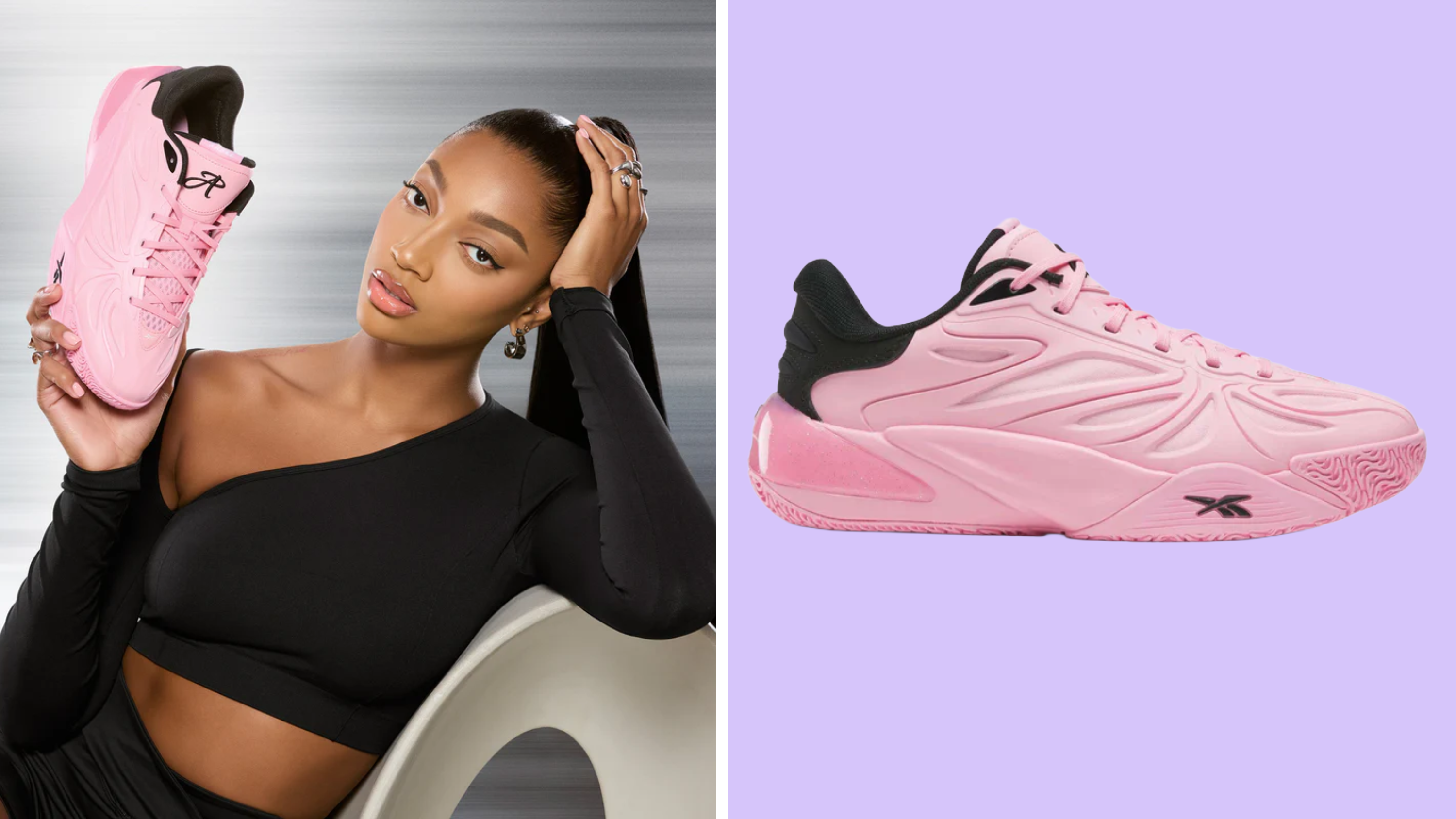 Angel Reese releases a pink colorway of her signature Angel Reese 1 basketball shoe at Reebok.