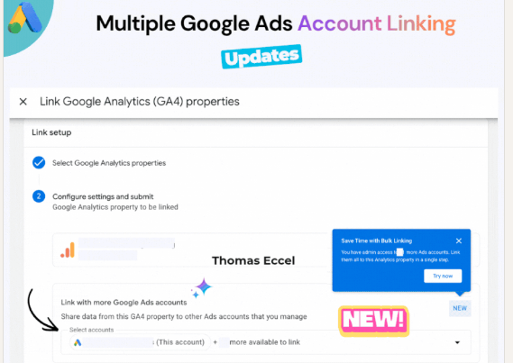 Google Ads simplifies GA4 setup with bulk account linking