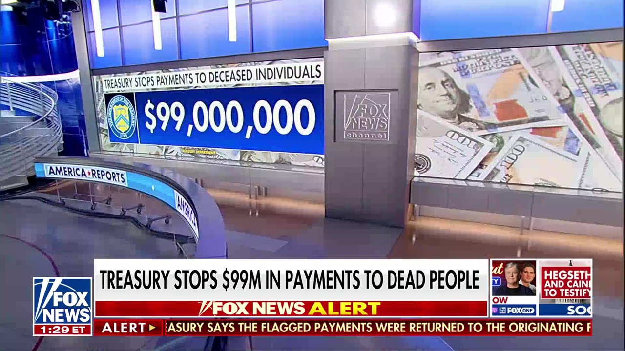 Treasury Department stops $99M in payments to dead people