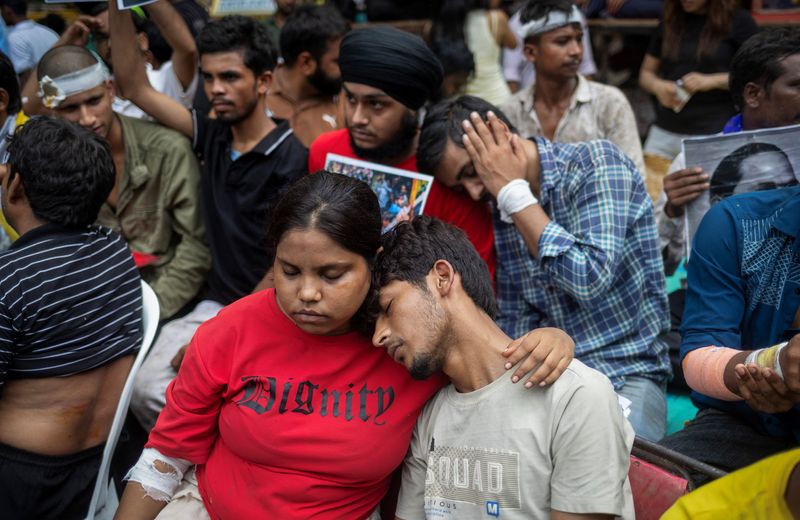Supporters of India's Cockroach Janta Party (CJP) demonstrate at a protest site in New Delhi