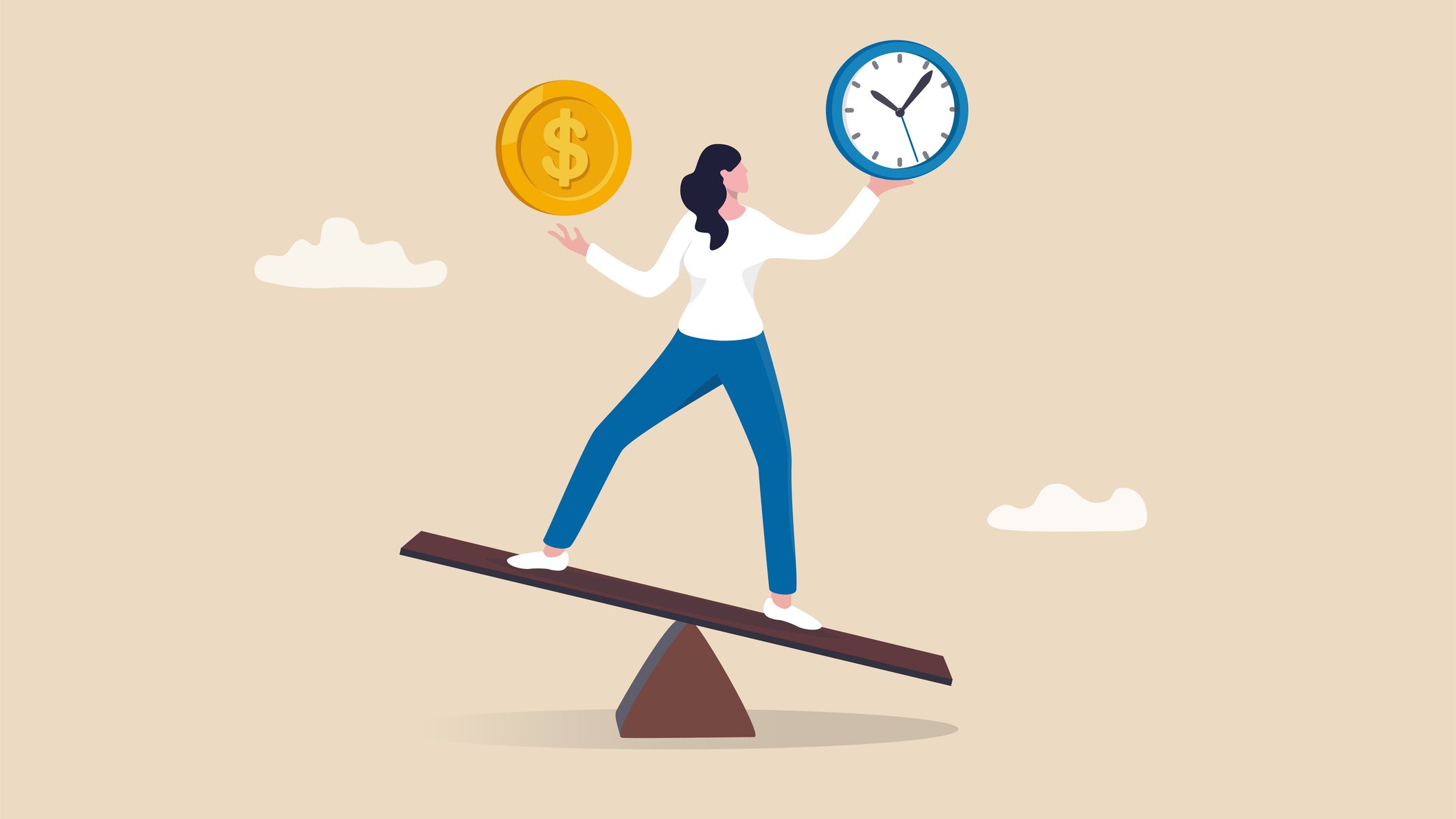 a woman weighing time over money