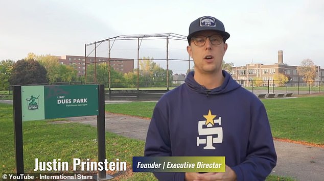 Justin 'Boomer' Prinstein is pictured in a YouTube video from one of his endeavors in baseball