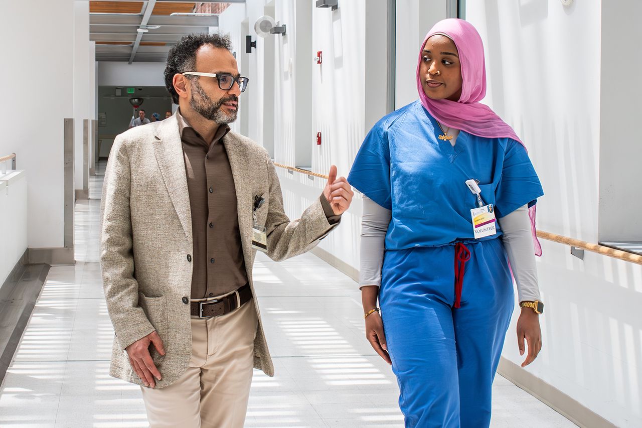 Sabirah prepares to shadow neurosurgeon Dr Mohamed Labib at UMMC