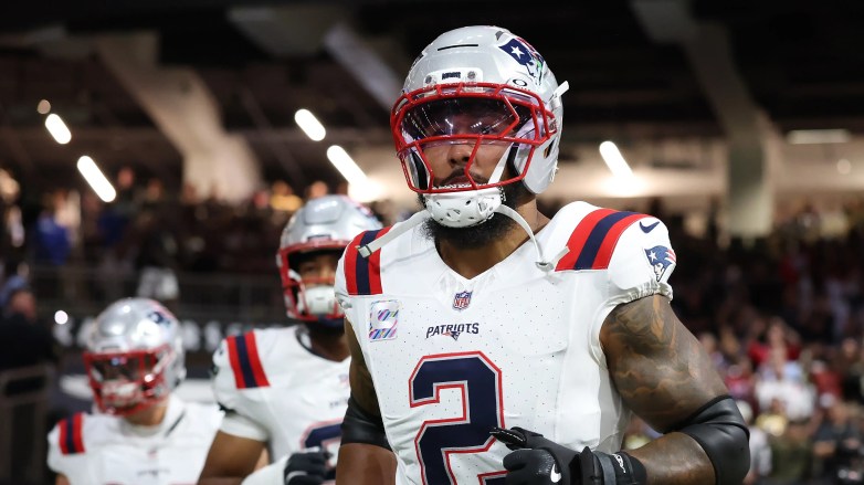 NEW ORLEANS, LOUISIANA – OCTOBER 12: Harold Landry III #2 of the New England Patriots runs onto the field during the NFL 2025 game against the New Orleans Saints [https://heavy.com/sports/nfl/new-orleans-saints/] at Caesars Superdome on October 12, 2025 in New Orleans, Louisiana. (Photo by Kenneth Richmond/Getty Images)