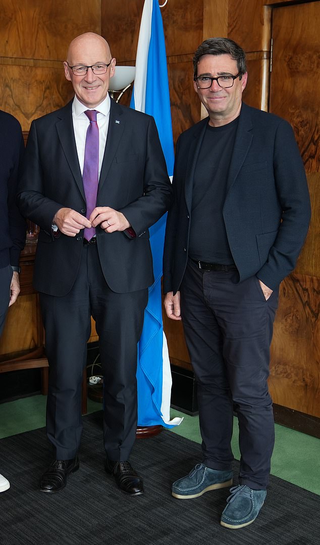 New Prime Minister Andy Burnham (right) shot down John Swinney's calls for a new independence referendum