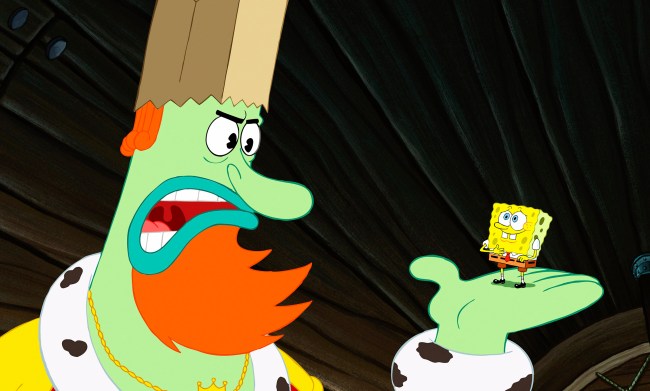 THE SPONGEBOB SQUAREPANTS MOVIE, King Neptune, Spongebob Squarepants, 2004, ©Paramount Pictures/courtesy Everett Collection