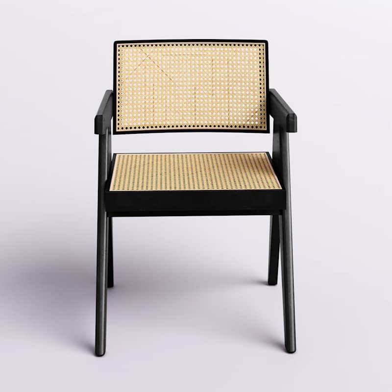 Eveleth Rattan Dining Chair with Solid Wood Frame