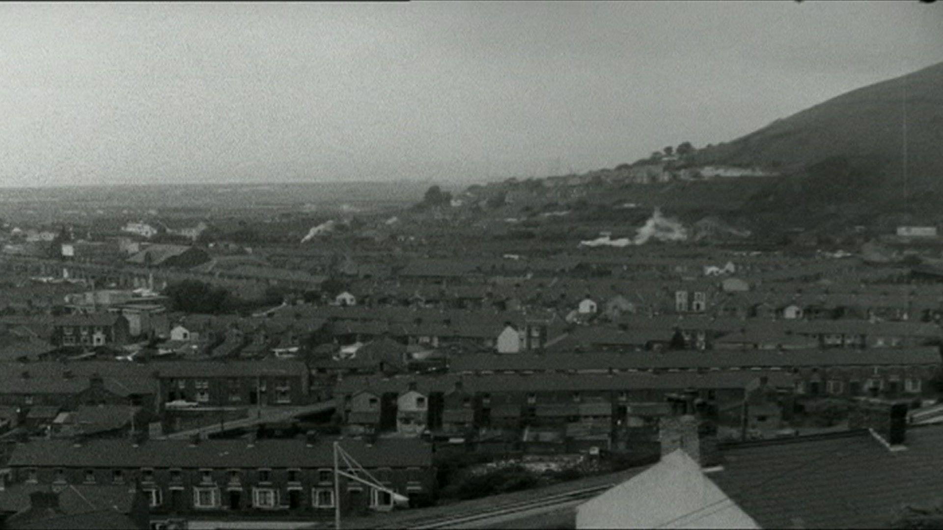 An aerial view of Port Talbot in 1962 - a year before building work began of Wales' first stretch of motorway