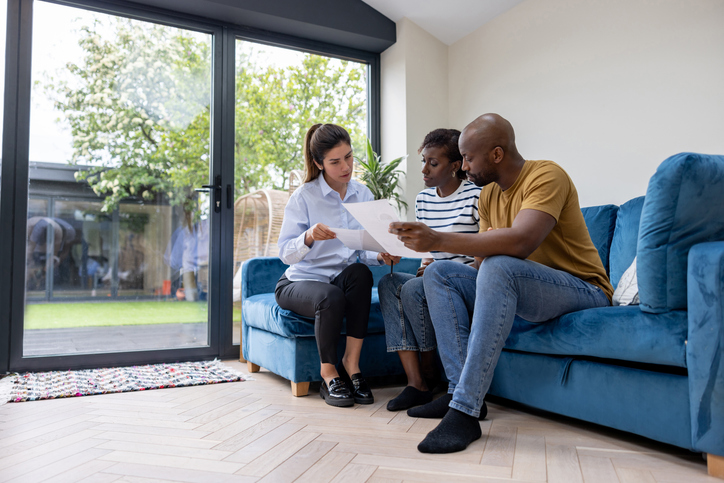 A landlord and tenant resolving differences amicably.