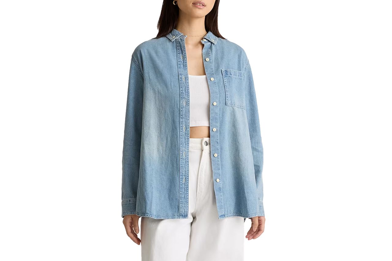 Distressed Denim Oversized Shirt