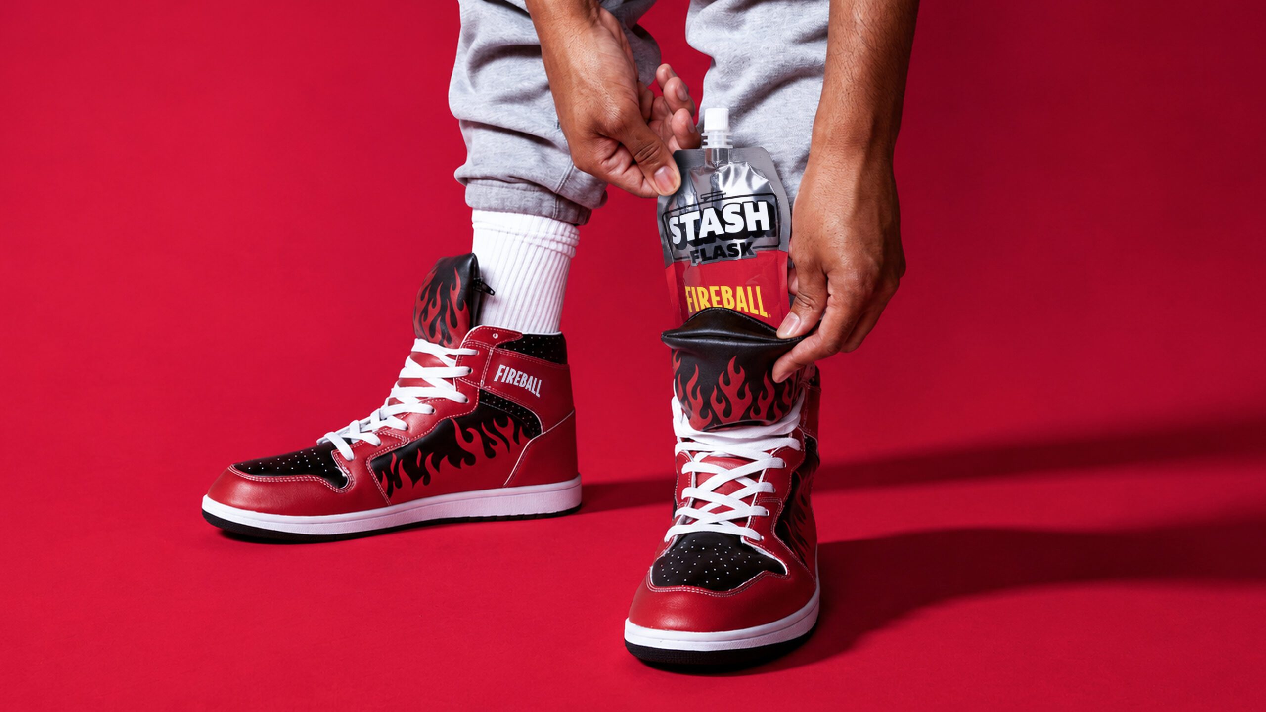 Elite drip? These new Fireball Whisky sneakers have a built-in flask pocket