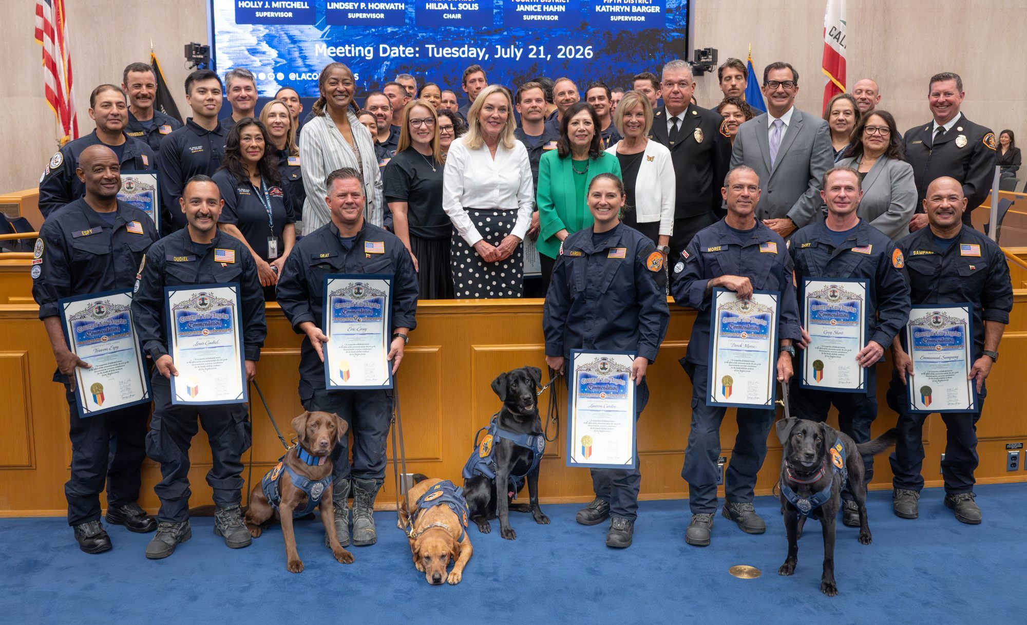 Firefighters, doctors, engineers who aided Venezuela after quakes honored by LA County Board of Supervisors