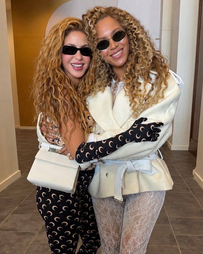 Beyoncé and Shakira posing for a photo at the 2026 World Cup, shared via Instagram