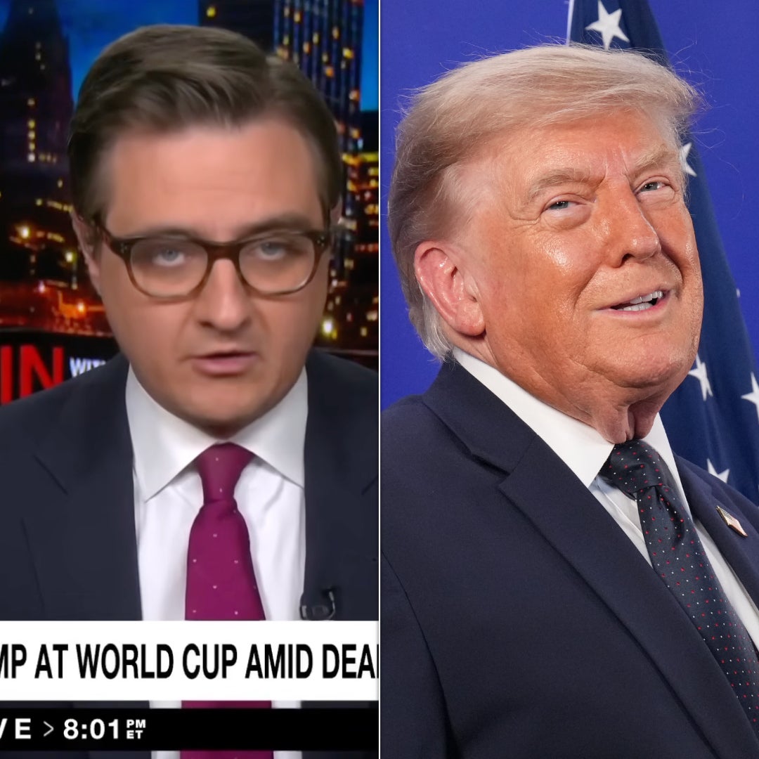 MS NOW’s Chris Hayes on Monday accused President Donald Trump of being “completely unbothered” by the killing of two U.S. troops in the Middle East after he was seen “partying” it up at the FIFA World Cup final just days later. (Photo: MS NOW | Getty Images)