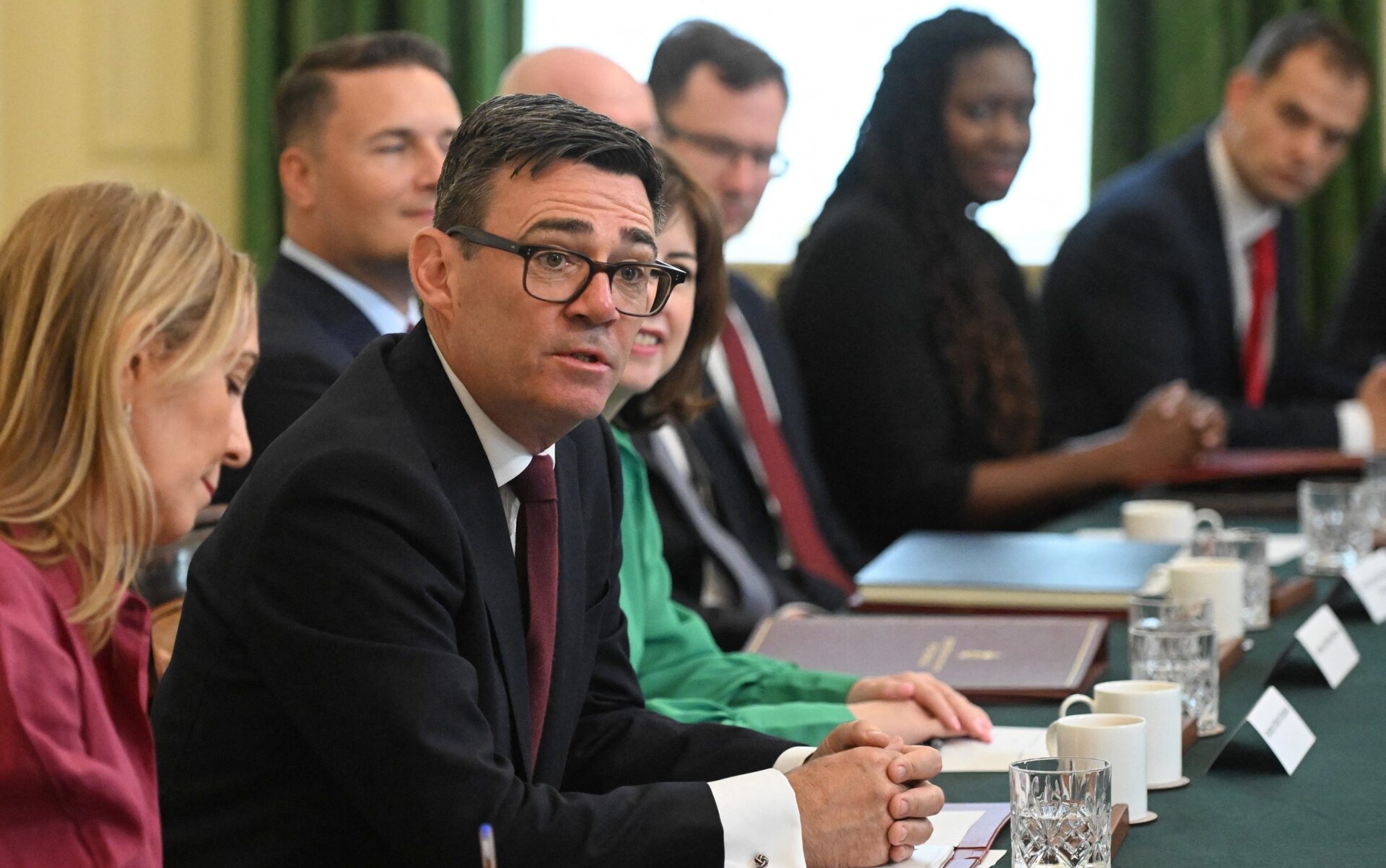 Andy Burnham at a meeting of his new Cabinet