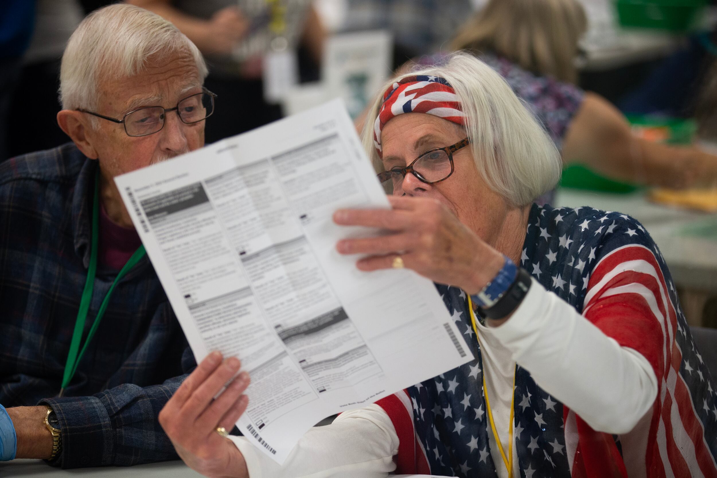 Election workers process ballots 2024 general election ballots at the Clackamas County Elections Office.