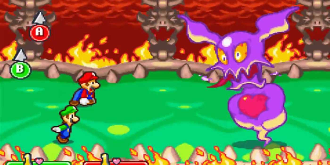 Mario & Luigi battle Cackletta in Mario & Luigi: Superstar Saga.
