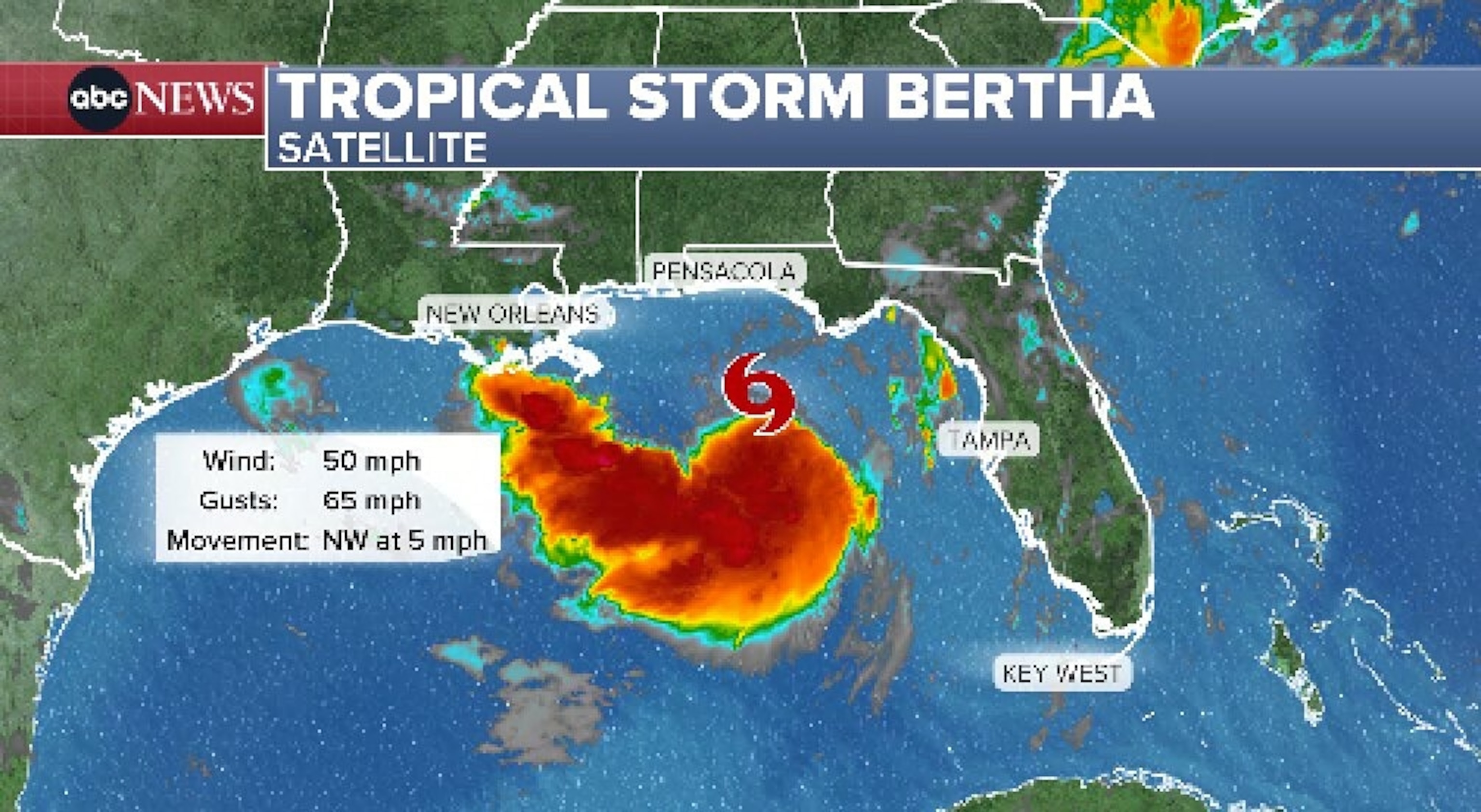 Tropical Storm Bertha strengthening off the Florida coast