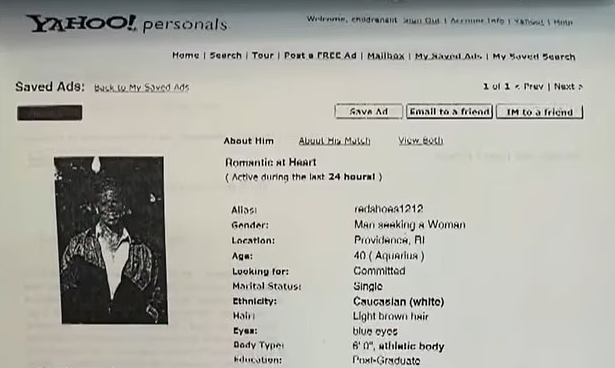 An online personals ad Fischer posted.