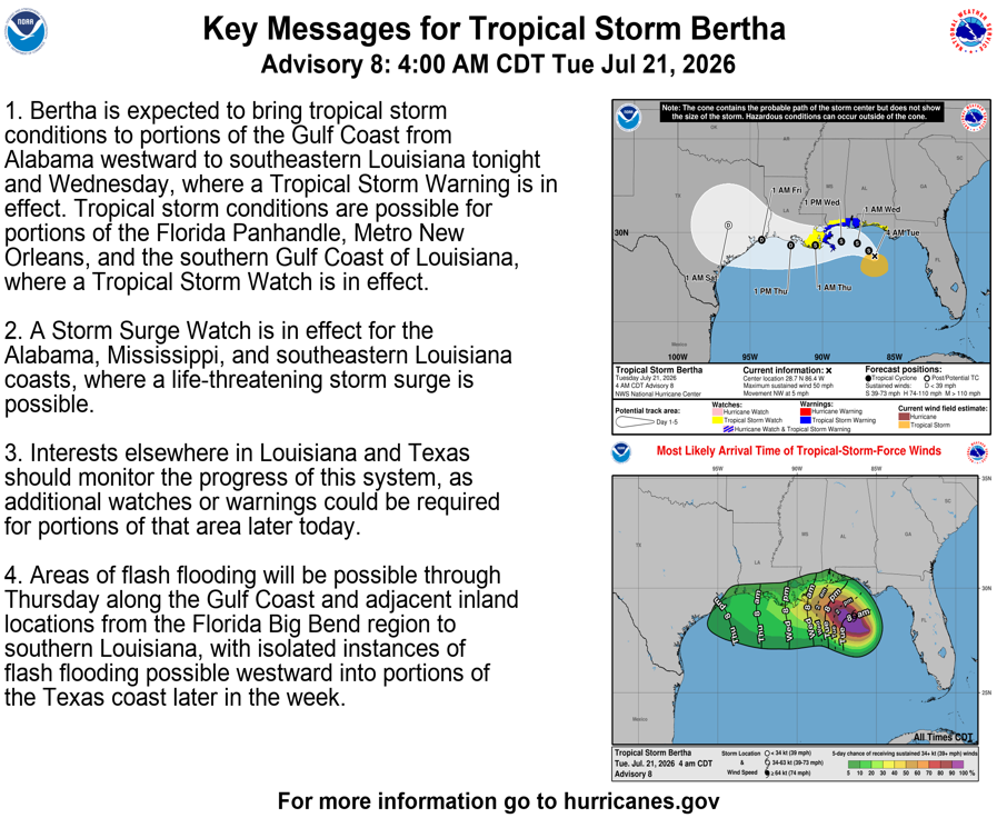 Iran conflict widens after 10 days of strikes; Tropical Storm Bertha strengthens