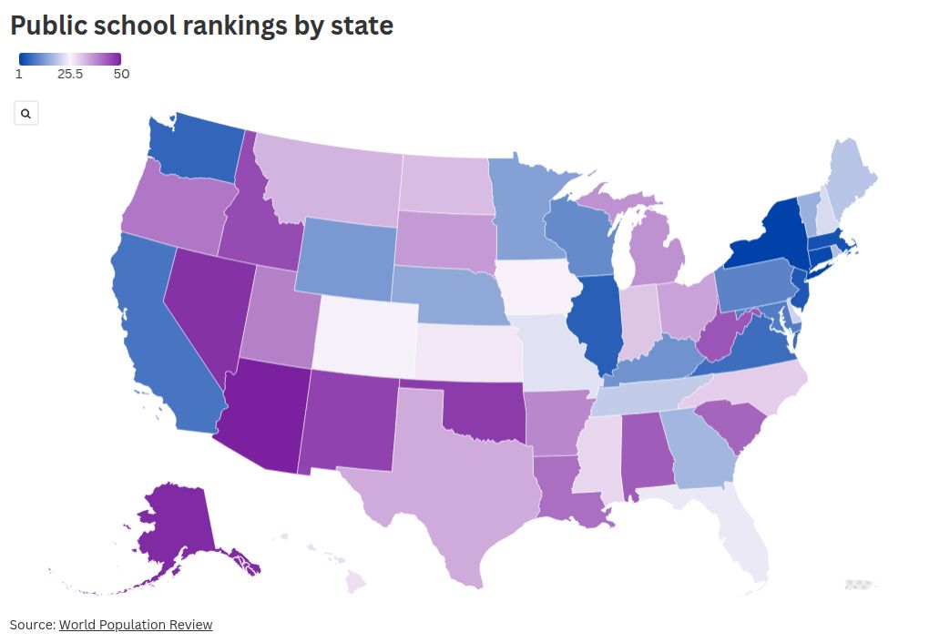 Map Reveals States With Best and Worst Public Schools