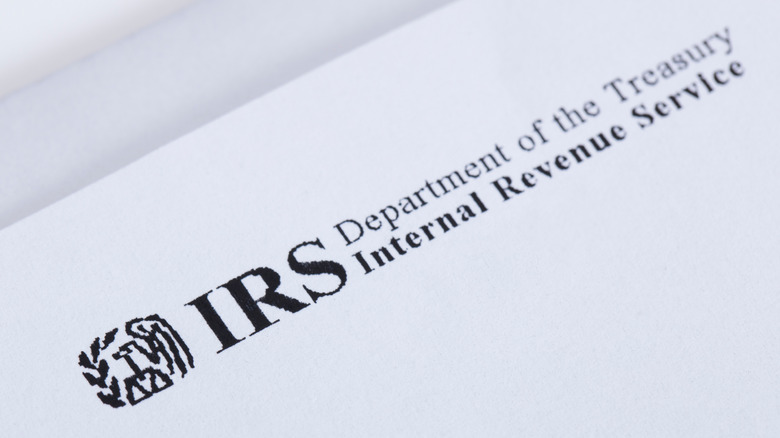The IRS logo on a computer screen.