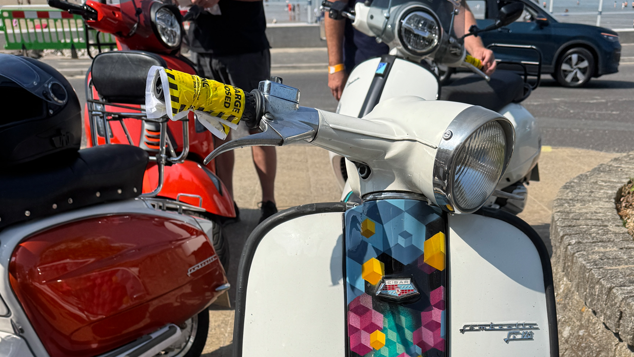 Footage shared during the rally showed tickets attached to the scooters