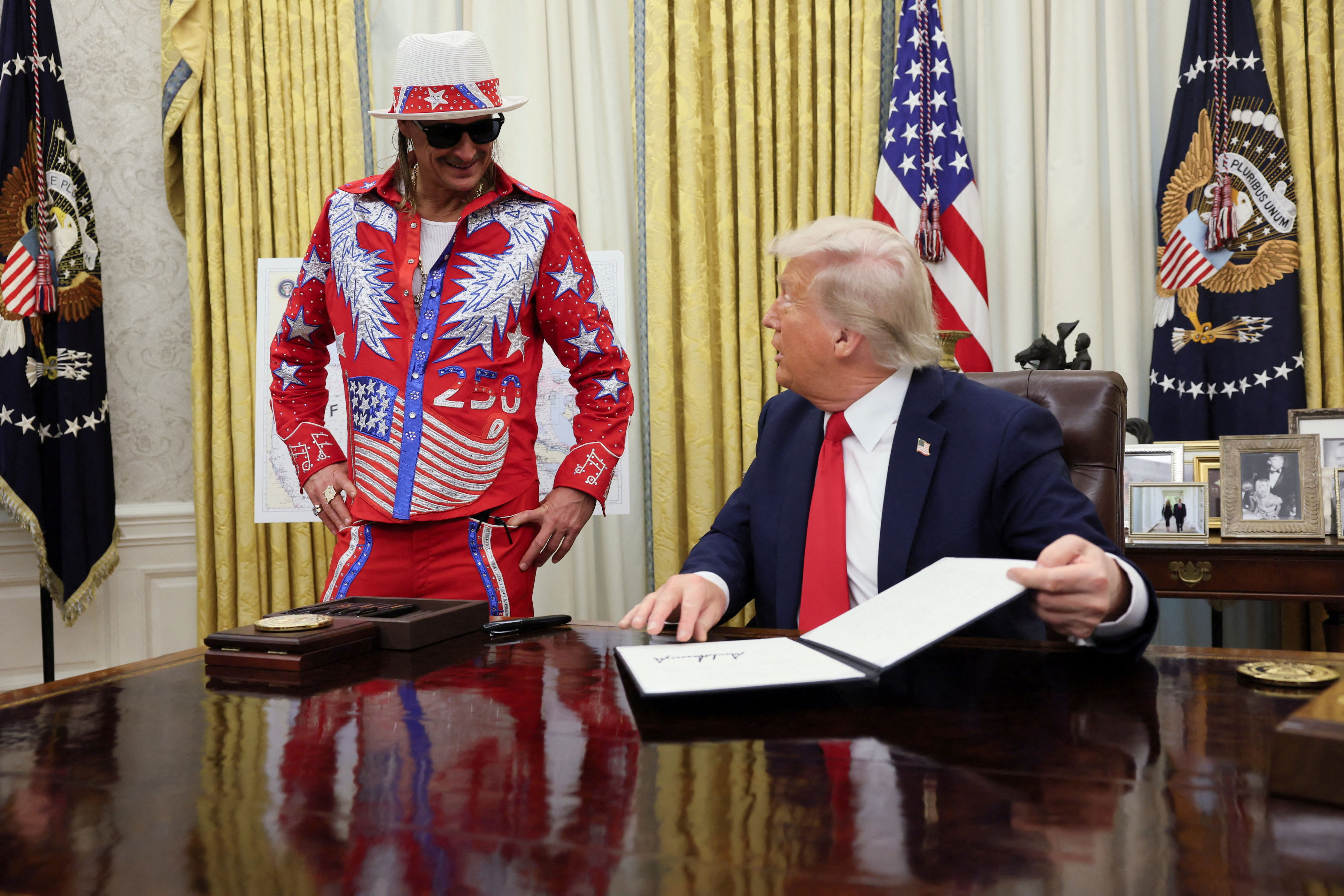Kid Rock has made his brand interconnected with MAGA. / Leah Millis / REUTERS