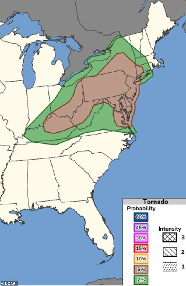 There is a slight risk of tornadoes across mover ten states on July 21