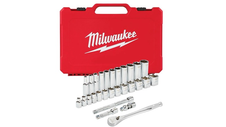 28-Piece 3/8-Inch Drive SAE Ratchet and Socket Mechanics Tool Set