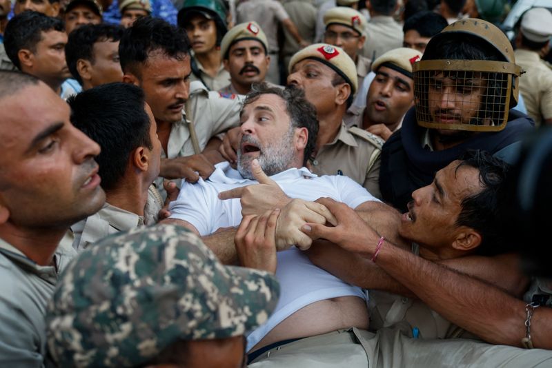 Protest outside Indian PM Modi's residence in New Delhi