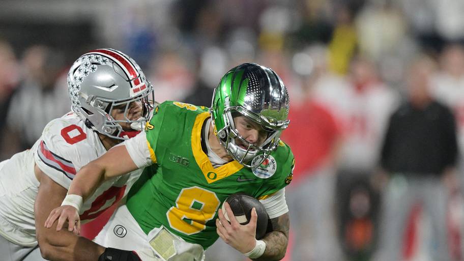 oregon ducks dan lanning big ten college football playoff big game question dante moore chris hampton offensive line