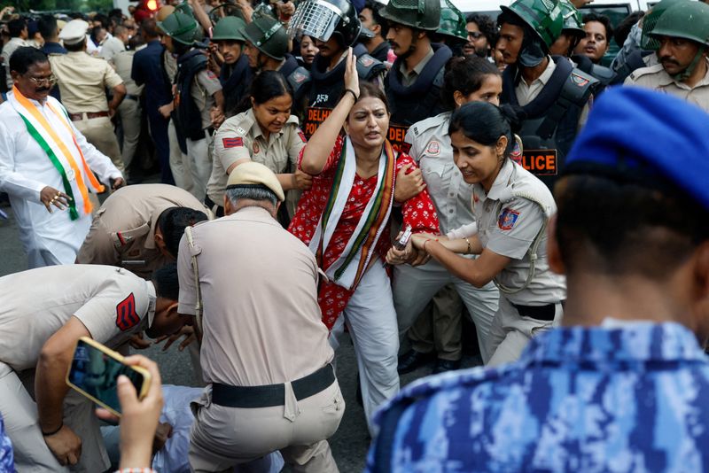 FILE PHOTO: Protest outside Indian PM Modi's residence in New Delhi