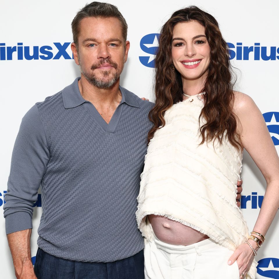 Matt Damon and Anne Hathaway appear on SiriusXM's Andy Cohen Live at SiriusXM Studios on July 16, 2026