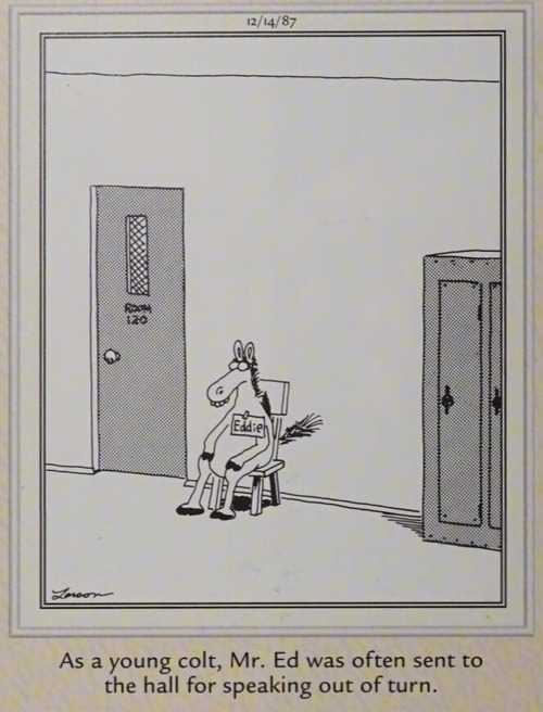 Mr. Ed outside principal's office.