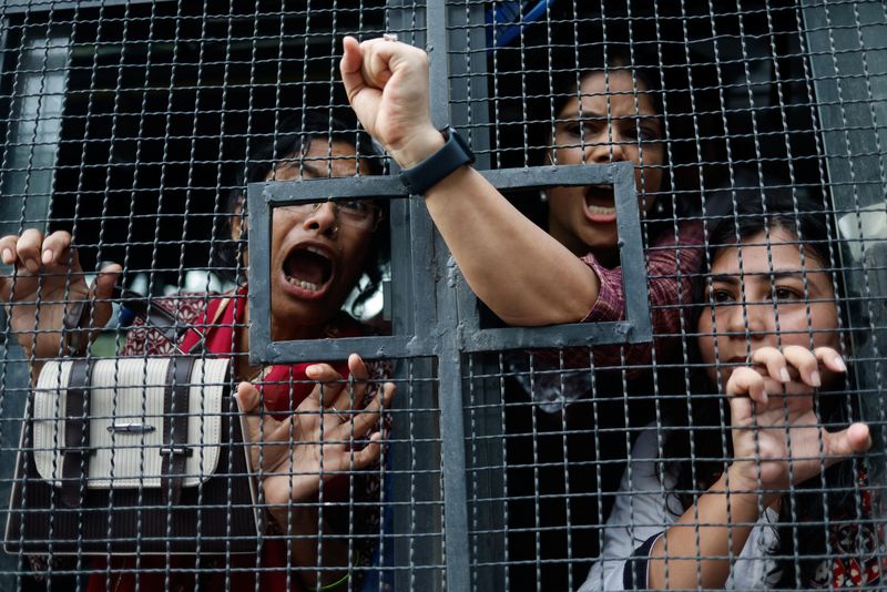 Protest outside Indian PM Modi's residence in New Delhi