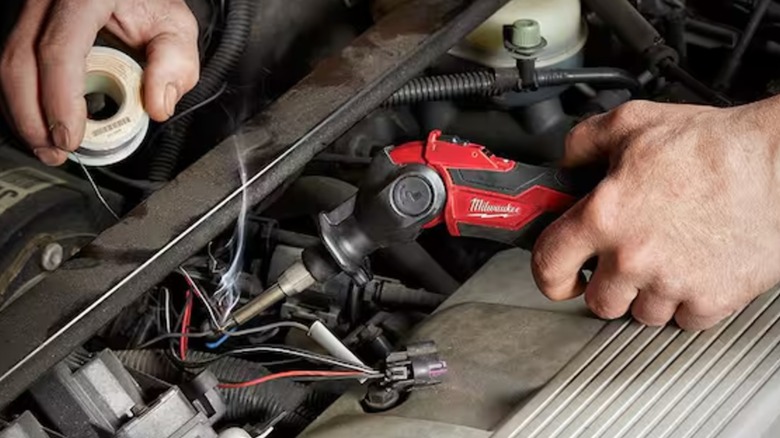 soldering car components with Milwaukee iron