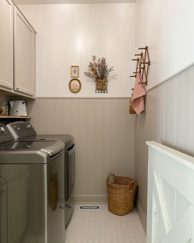 Wainscoting in laundry room after renovation.