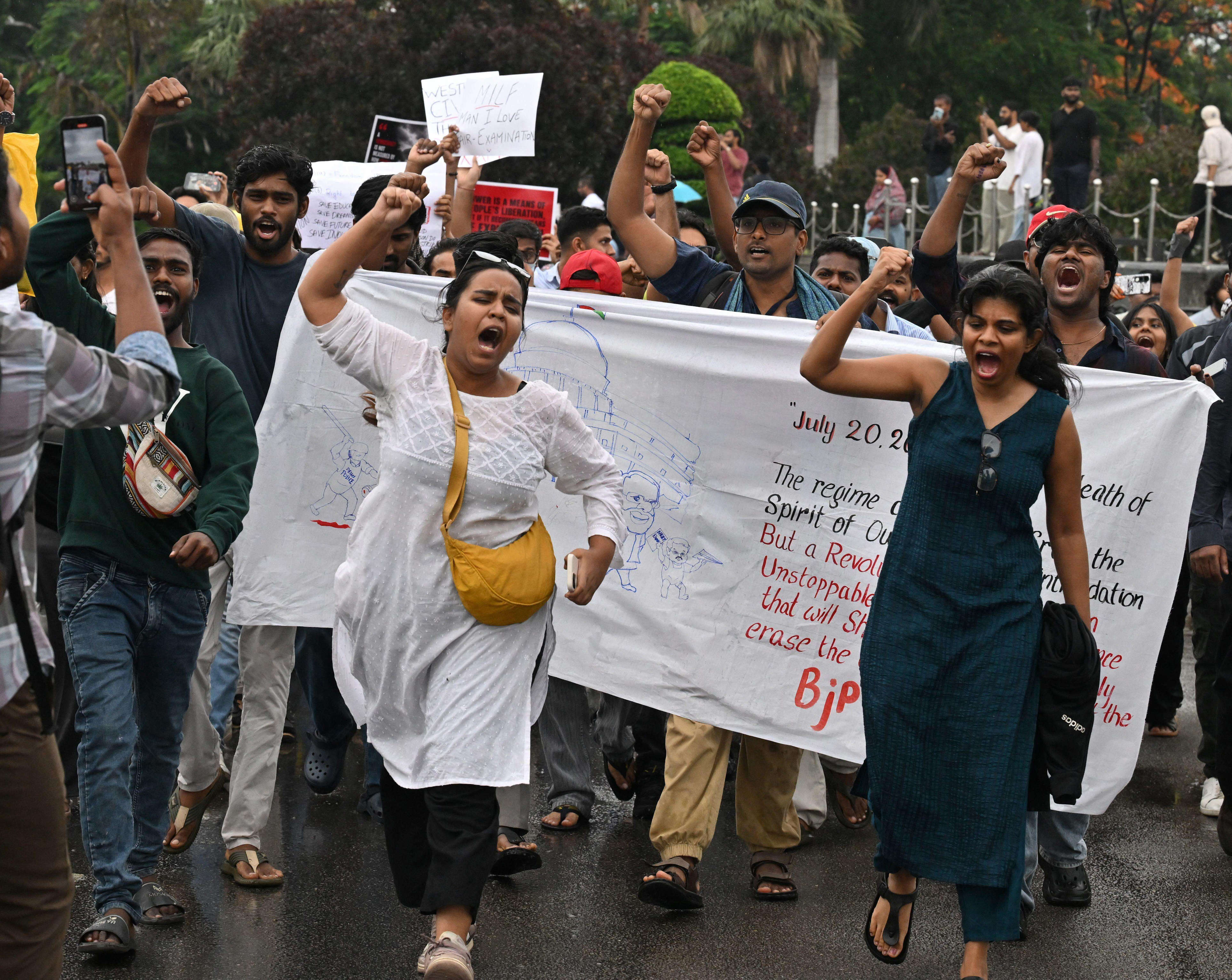 Hundreds protest over NEET issue in city, express solidarity with students nationwide