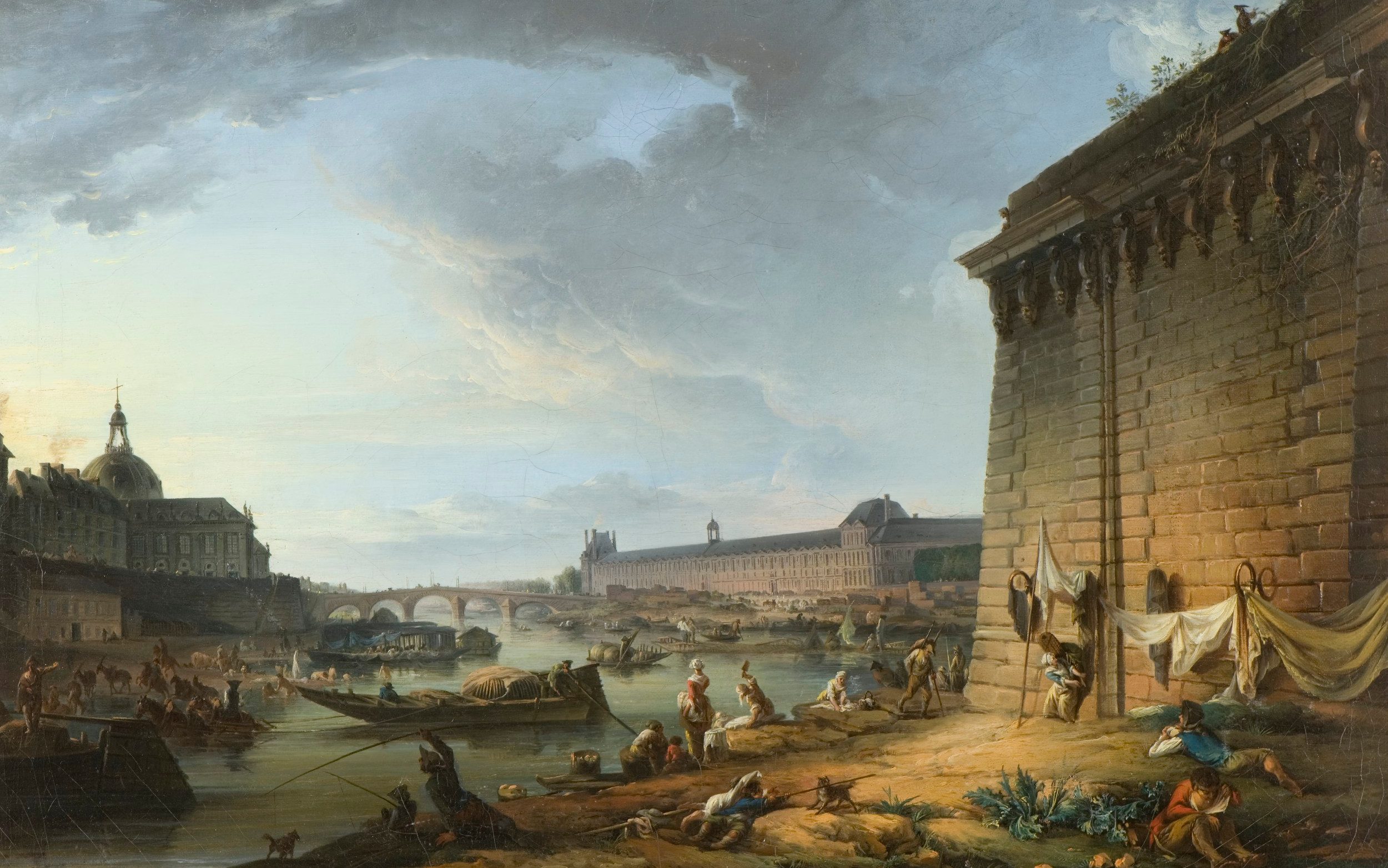 Paris in the 18th century, from the Embankment beneath the Pont Neuf