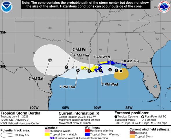 Tropical storm Bertha path mapped as life-threatening storm surge to hit multiple states
