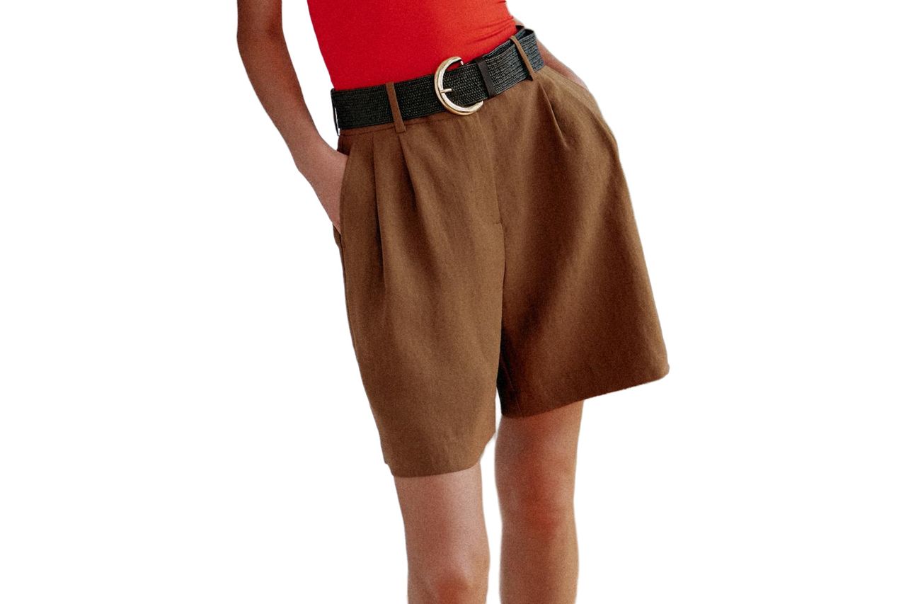 Zara PLEATED BELTED SHORTS