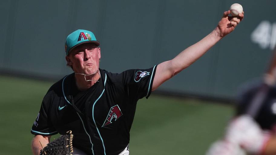 Arizona Diamondbacks left-hander Kohl Drake (58) pitches against the Cleveland Guardians at Salt River Fields in Scottsdale
