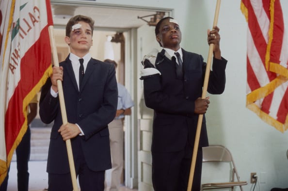 Los Angeles, CA - 1985: (L-R) David Hollander, Malcolm-Jamal Warner appearing in the ABC tv series 'Call to Glory'. (Photo by American Broadcasting Companies via Getty Images)